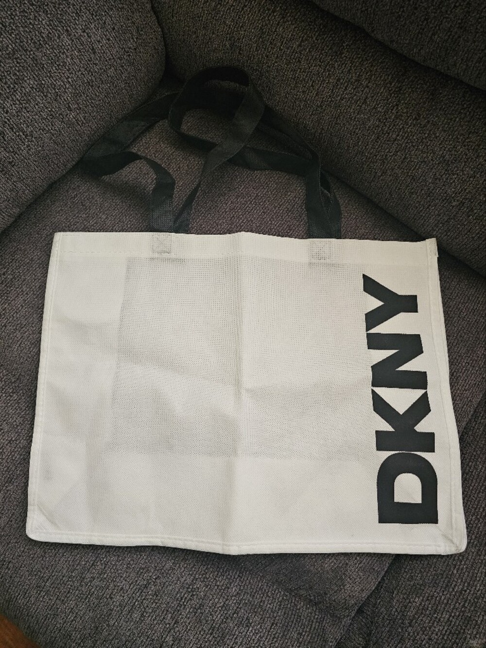 DKNY White Tote Bag with Black Logo and Handles